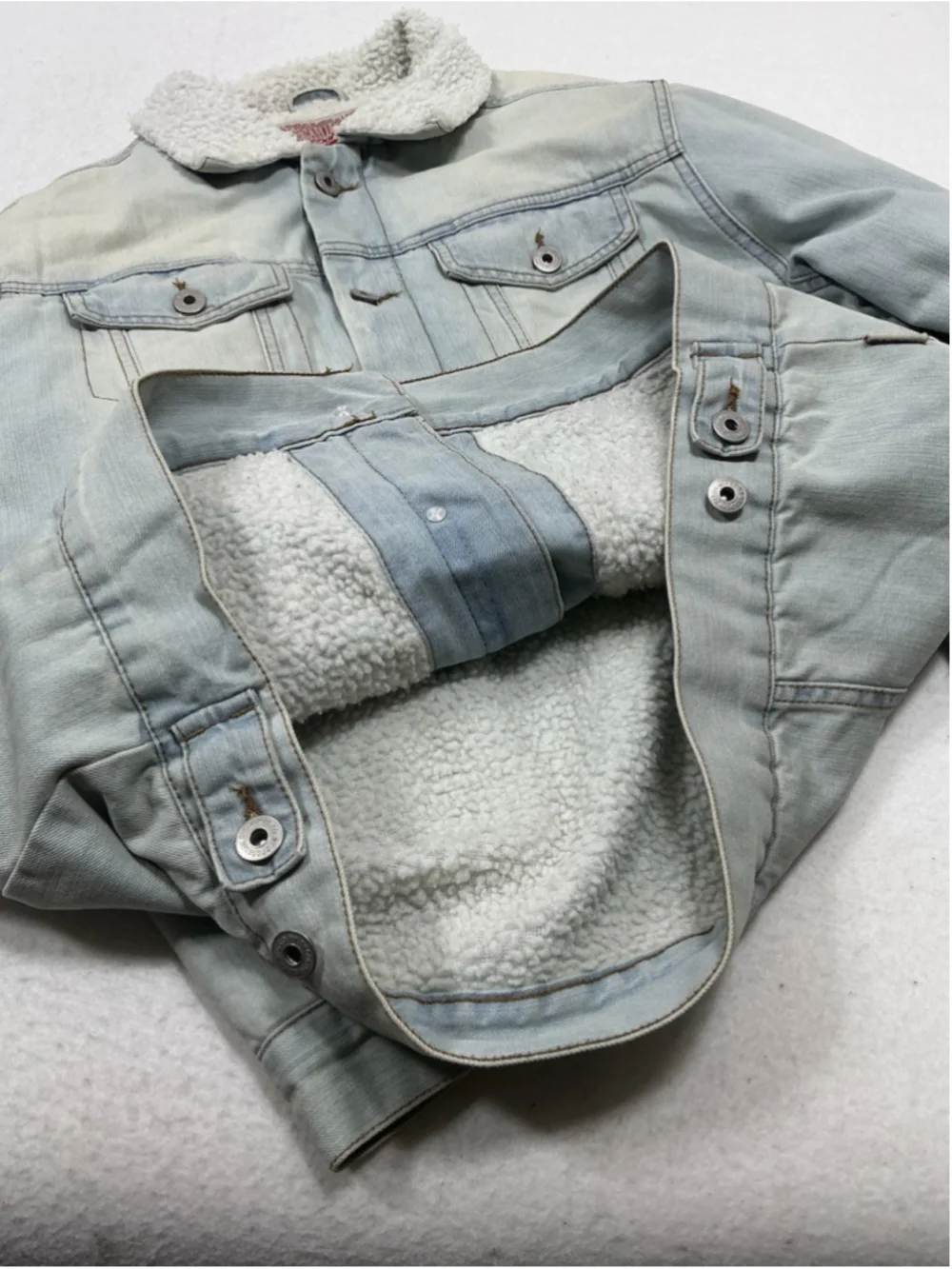 Brooklyn Cloth Men's Sherpa Lined Denim Jacket XL Blue Button Front